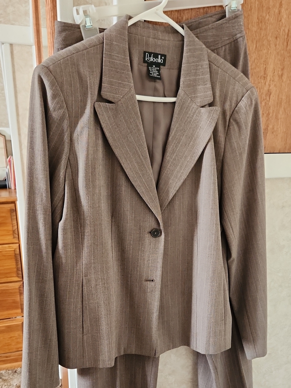 Size 16-Rafaella Taupe Pinstripe Blazer  With Free Matching Size 10 Pants #118